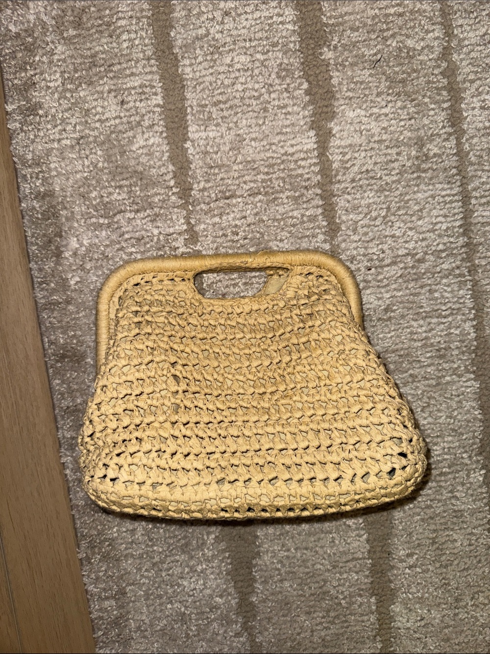 Abercrombie & Fitch Woven Mini Top-Handle Bag in Natural Beige